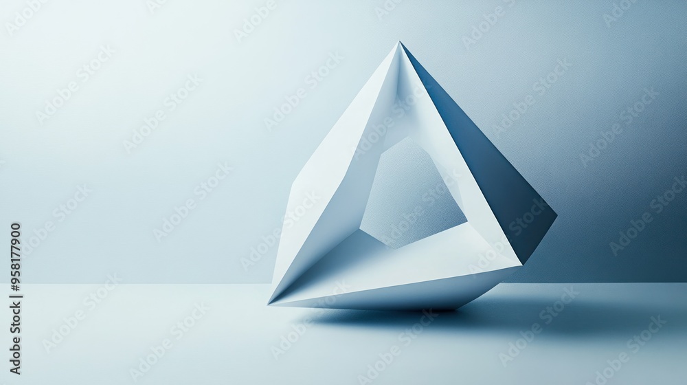 Abstract Geometric Shape with Negative Space in Blue Tones Abstract Geometric Shape with Negative Space in Blue Tones