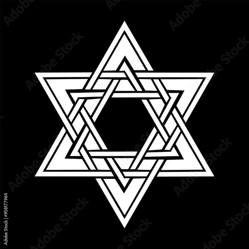 seal of solomon star of david for icon symbol logo design isolated on black background. vector illustration