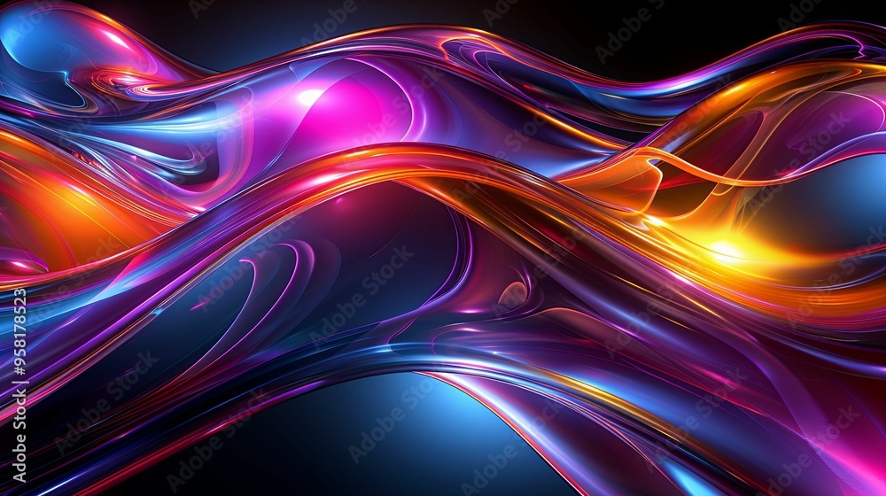 Abstract Wavy Lines of Purple, Orange, and Blue Abstract Wavy Lines of Purple, Orange, and Blue