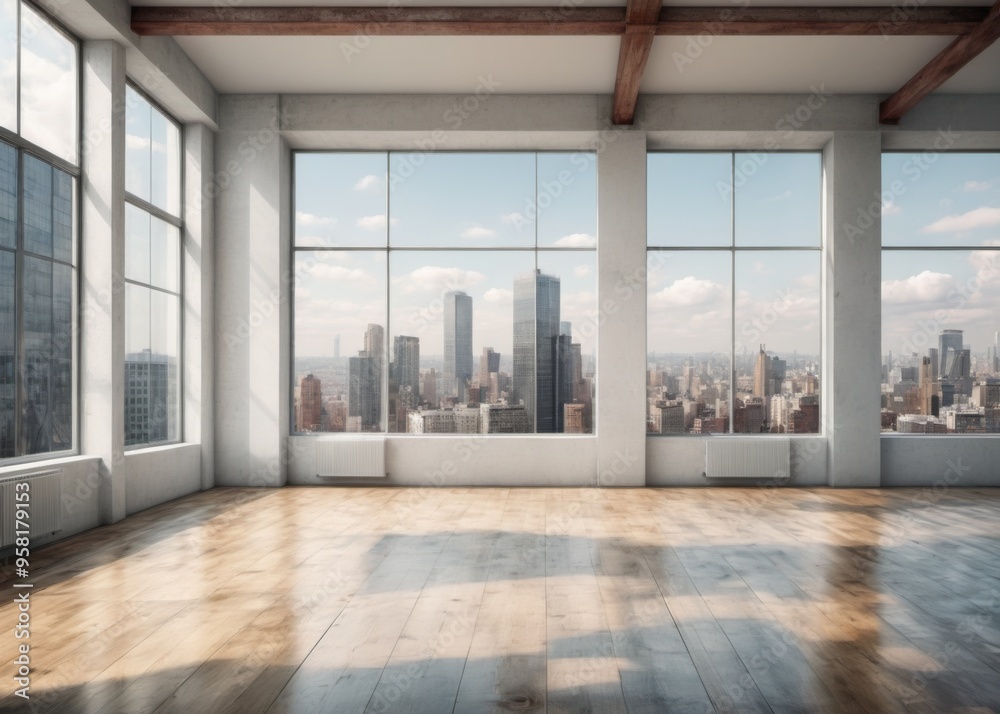 City View from Spacious Room with High Ceiling, Wood Beams, Whit City View from Spacious Room with High Ceiling, Wood Beams, Whit