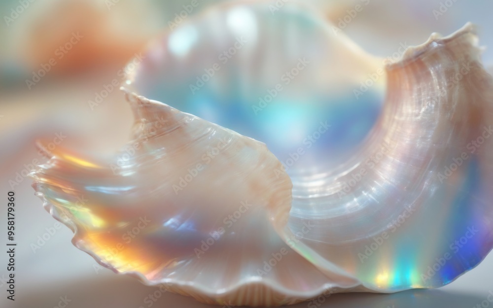 Iridescent Shell with Smooth Curved Shape and Rainbow-Like Refle Iridescent Shell with Smooth Curved Shape and Rainbow-Like Refle