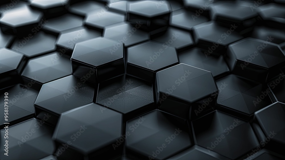 Abstract Geometric Pattern of Black Hexagonal Shapes Abstract Geometric Pattern of Black Hexagonal Shapes