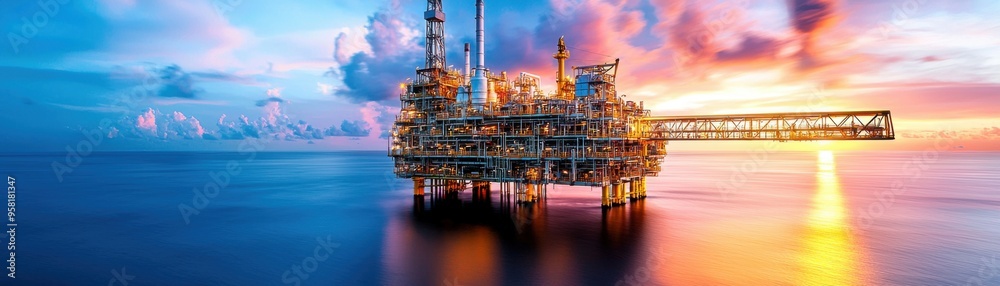 Offshore Oil Rig at Sunset Offshore Oil Rig at Sunset