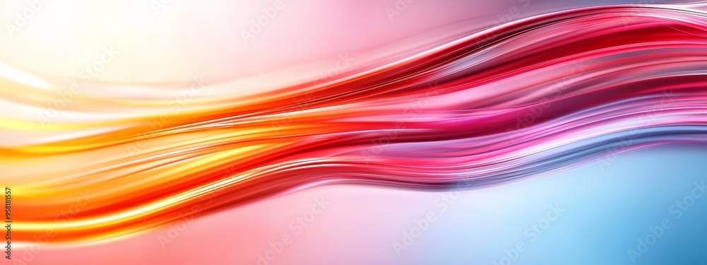 A multicolored wave of hair against a backdrop of blue, pink, yellow, and pink, with a white center A multicolored wave of hair against a backdrop of blue, pink, yellow, and pink, with a white center