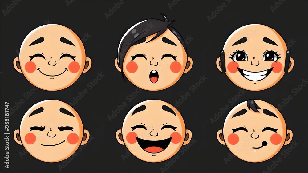 A collection of smiling faces and multiple facial expressions. A collection of smiling faces and multiple facial expressions.