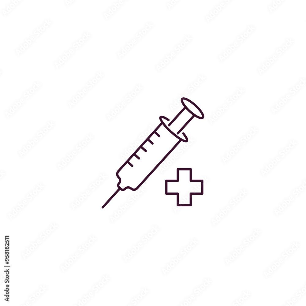 syringe with medicine outline icon. Linear vector from medical concept. Thin line syringe with medicine icon isolated on white background