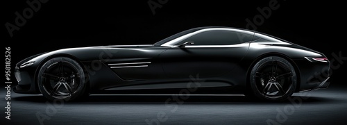 Black Sports Car in Low Light with a Sleek Design