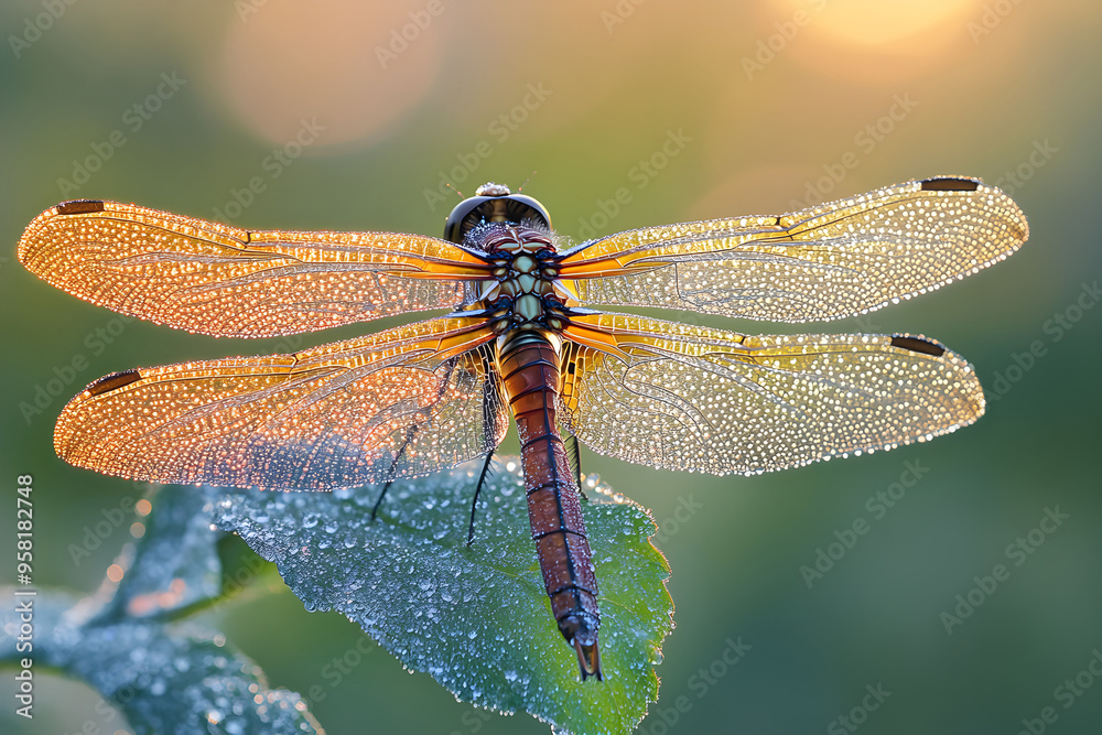 Dew Drops on Dragonfly Wings Macro Photography Dew Drops on Dragonfly Wings Macro Photography