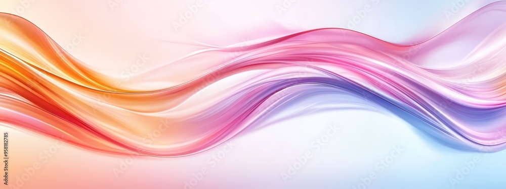 A tight shot of a vibrant, wavy water formation against a backdrop of white and blue The color scheme consists of light pink and orange hues A tight shot of a vibrant, wavy water formation against a backdrop of white and blue The color scheme consists of light pink and orange hues