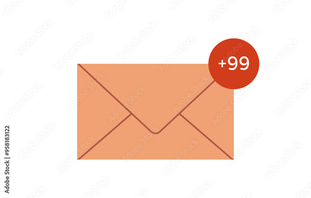 Inbox mail, new message notification, newsletter in mailbox, letter in online envelope, subscription communication isolated on white background flat vector illustration. Inbox mail, new message notification, newsletter in mailbox, letter in online envelope, subscription communication isolated on white background flat vector illustration.