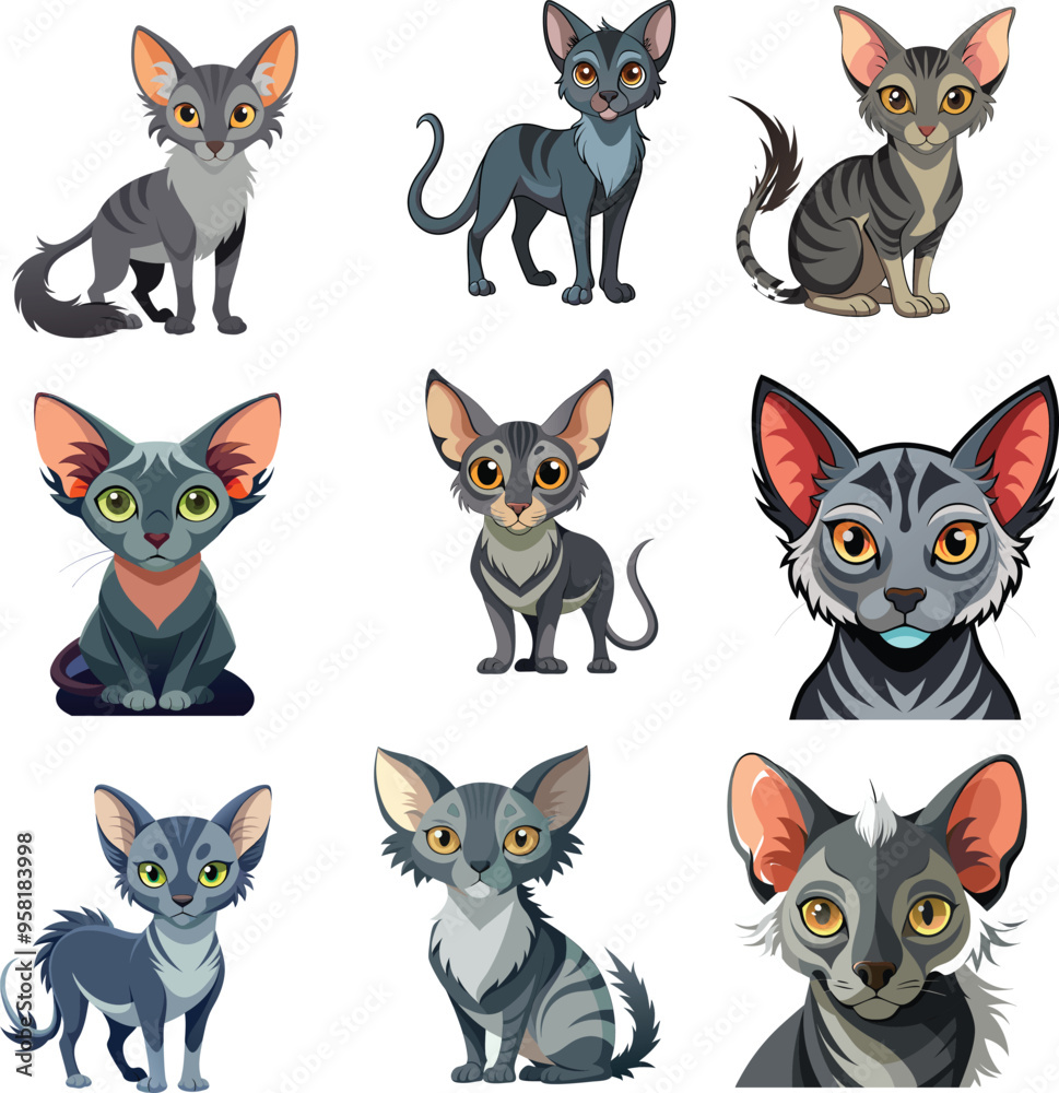 Lykoi Cats Vector Set Lykoi Cats Vector Set