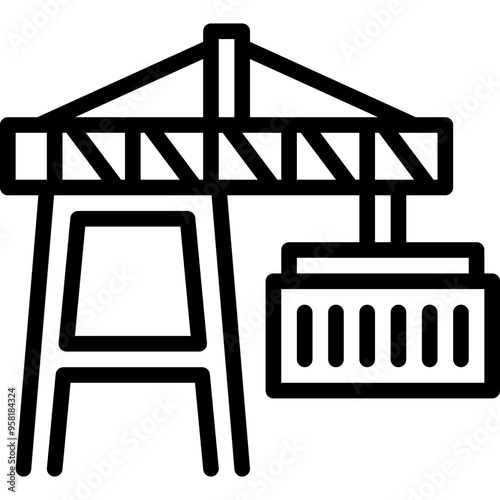 crane container on port outline icon