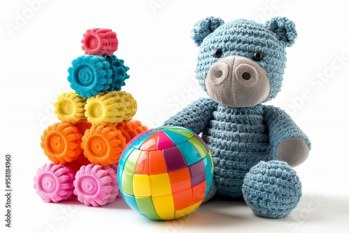 toy, pyramid, baby, isolated, color, colorful, play, green, child, yellow, red, childhood, object, plastic, game, white, blue, fun, rainbow, stack, kid, bright, education, ring, 3d
