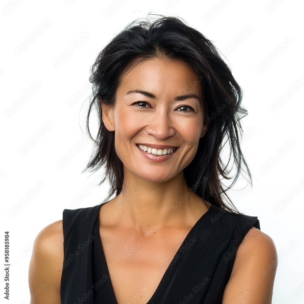 asia woman smiling 35 years old isolated on white background asia woman smiling 35 years old isolated on white background