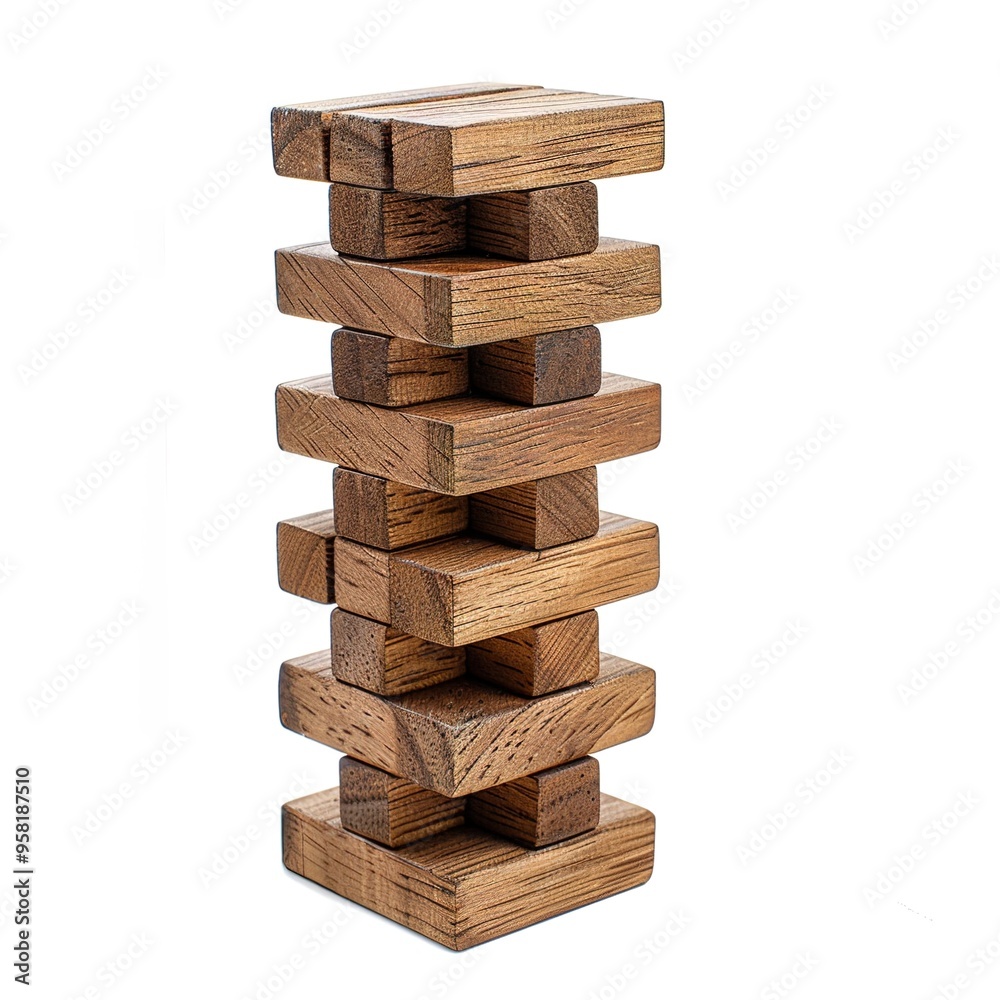 a brown wood building block tower for game a brown wood building block tower for game