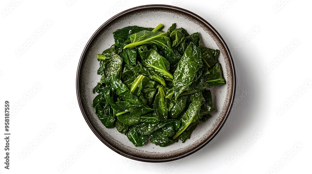 Delicious fresh saut?ed spinach dish in rustic bowl: healthy green cuisine Delicious fresh saut?ed spinach dish in rustic bowl: healthy green cuisine