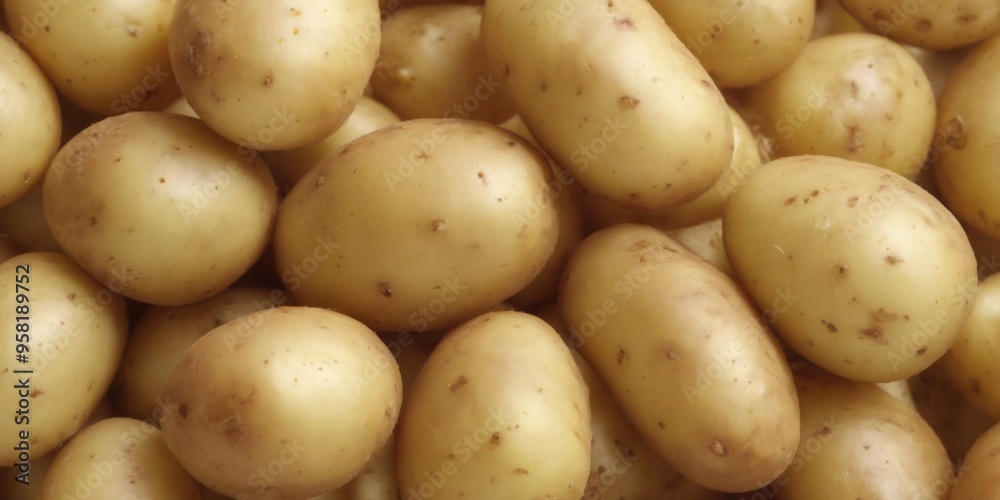 Freshly picked light yellow potatoes arranged in a random overla Freshly picked light yellow potatoes arranged in a random overla