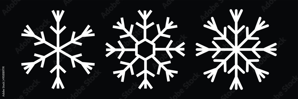 Snowflake vector icon set. Winter snow symbol. Eps 10. Snowflake vector icon set. Winter snow symbol. Eps 10.