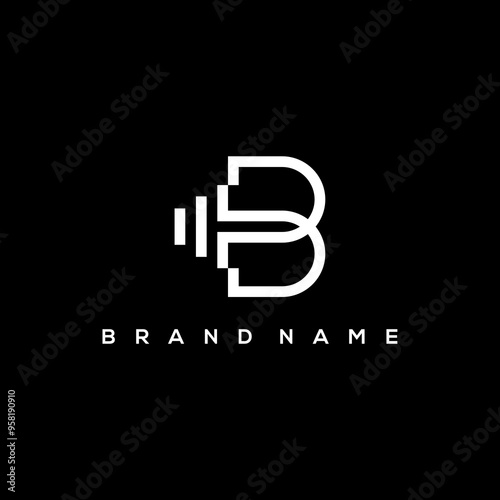 line art initials B Barble gym logo vector