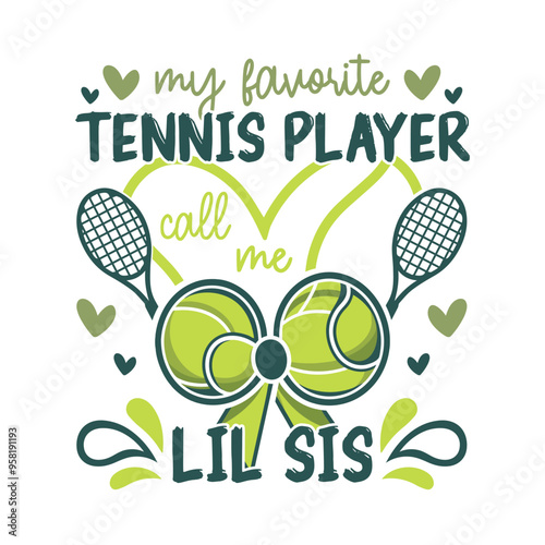 My favorite tennis player lil sis bow, tennis ball bow design photo