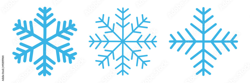 Snow vector. Blue snowflakes icons in various designs and patterns. Vector cartoon illustration set. Eps 10. Snow vector. Blue snowflakes icons in various designs and patterns. Vector cartoon illustration set. Eps 10.