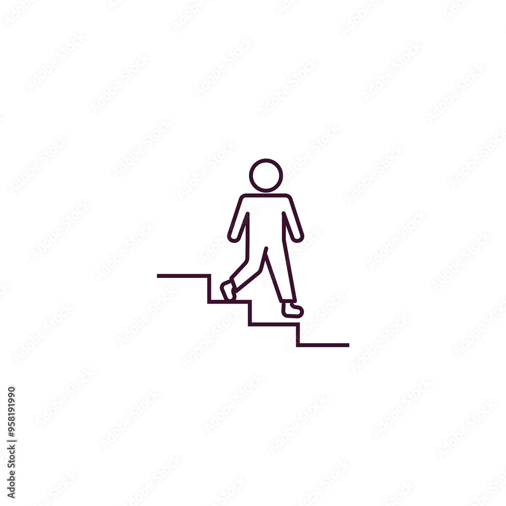 walking downstairs outline icon. Linear vector from people concept. Thin line walking downstairs icon isolated on white background walking downstairs outline icon. Linear vector from people concept. Thin line walking downstairs icon isolated on white background