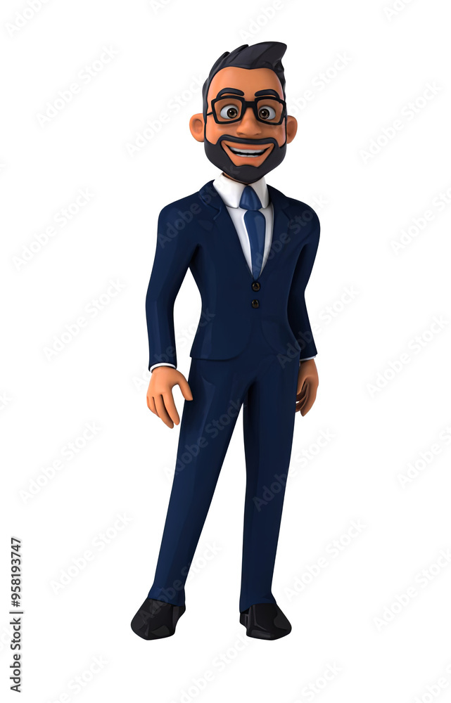 Fun 3D cartoon illustration of an indian businessman with alpha Fun 3D cartoon illustration of an indian businessman with alpha