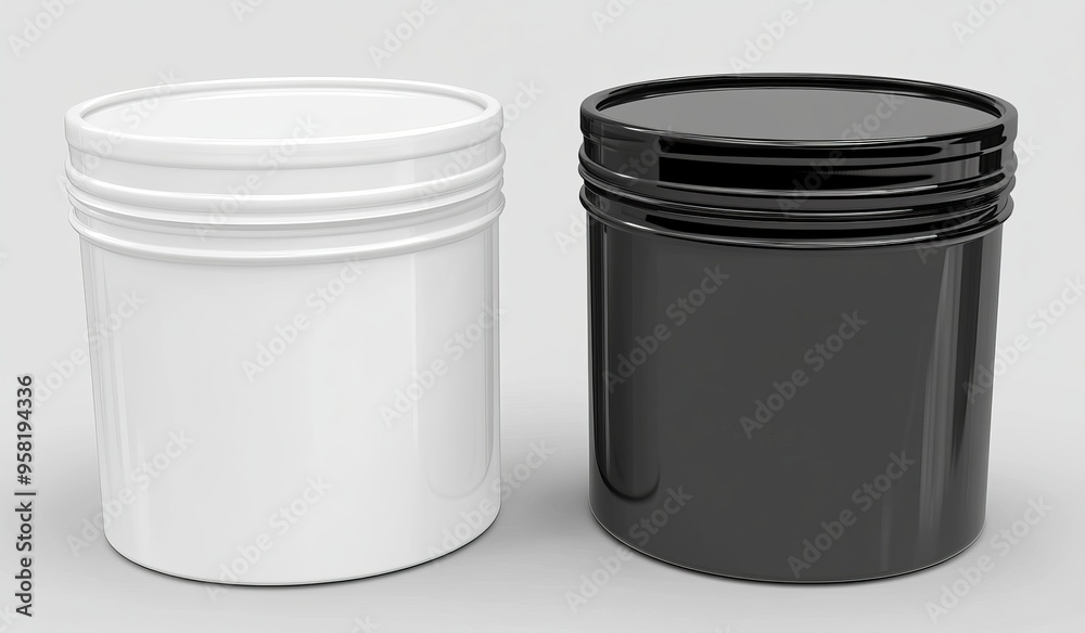 A mockup shows a vitamin jar's side in black and white A mockup shows a vitamin jar's side in black and white