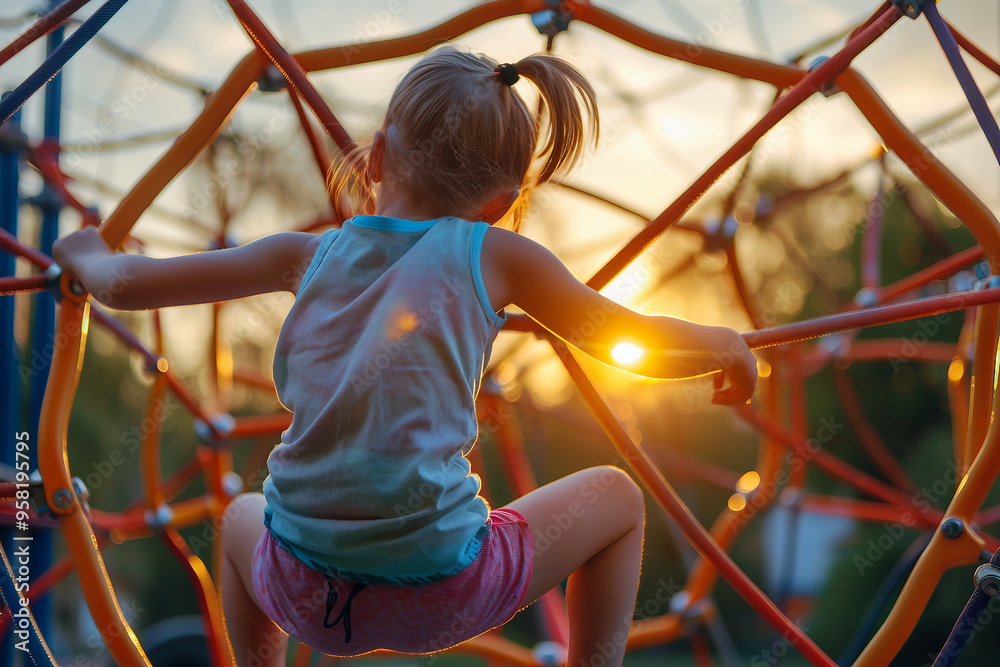 Excited happy children playing outdoors alone with friends mom dad family, urban city town modern playground, Generative AI Excited happy children playing outdoors alone with friends mom dad family, urban city town modern playground, Generative AI