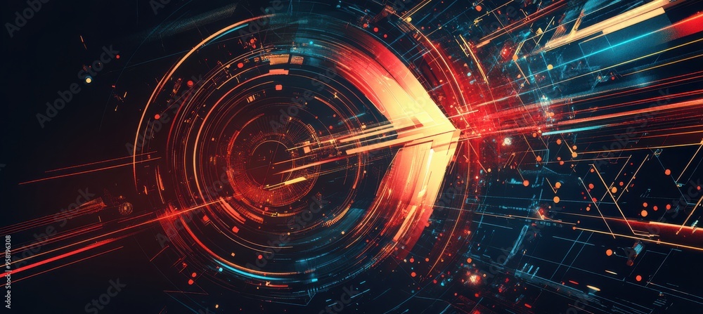 Obraz premium Dynamic Abstract Vector with Geometric Arrows and Circles