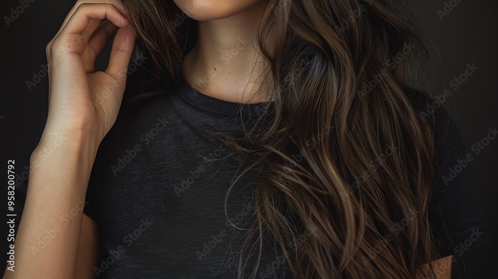 Obraz premium Studio portrait of a beautiful dark hair woman.