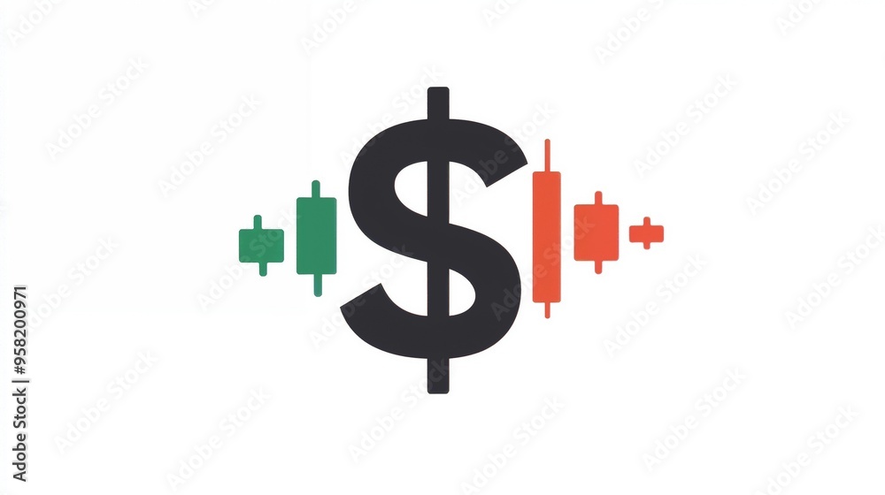 A dollar sign with candlesticks on a bright white background A dollar sign with candlesticks on a bright white background