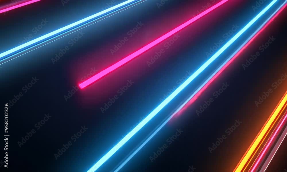 Movement of neon colored lines on a black background Movement of neon colored lines on a black background