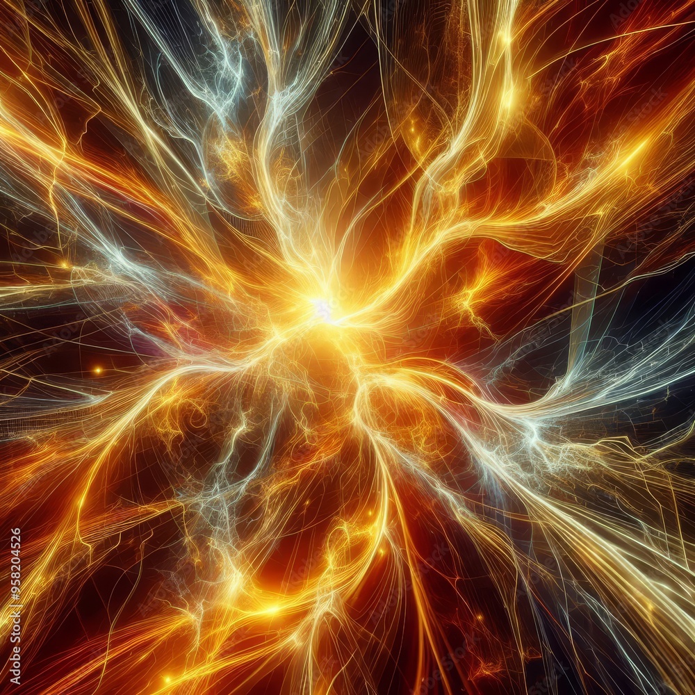 Vibrant golden lightning energy dynamic texture background
