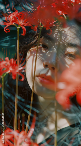 Ethereal Portrait Amidst Red Spider Lilies