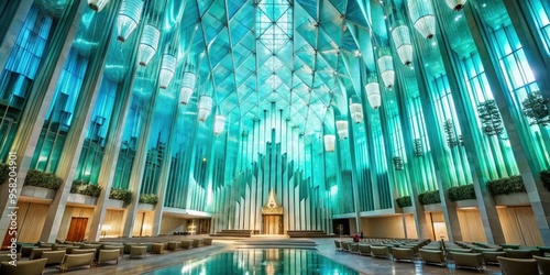 Elegant fluid motion in turquoise crystal cathedral photo