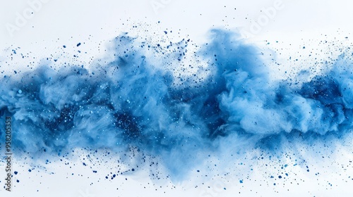 abstract blue dust explosion on white background