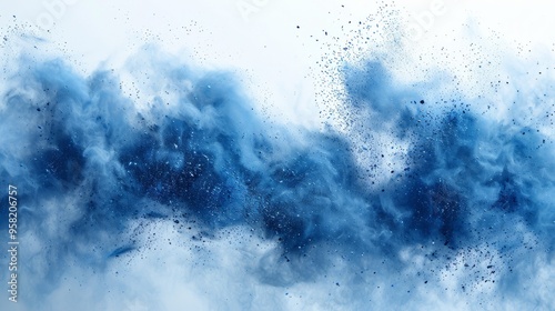 abstract blue dust explosion on white background