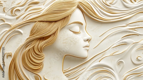 Virgo zodiac sign, crafted with refined gold lines on a pristine white background, embodying luxury and subtlety photo