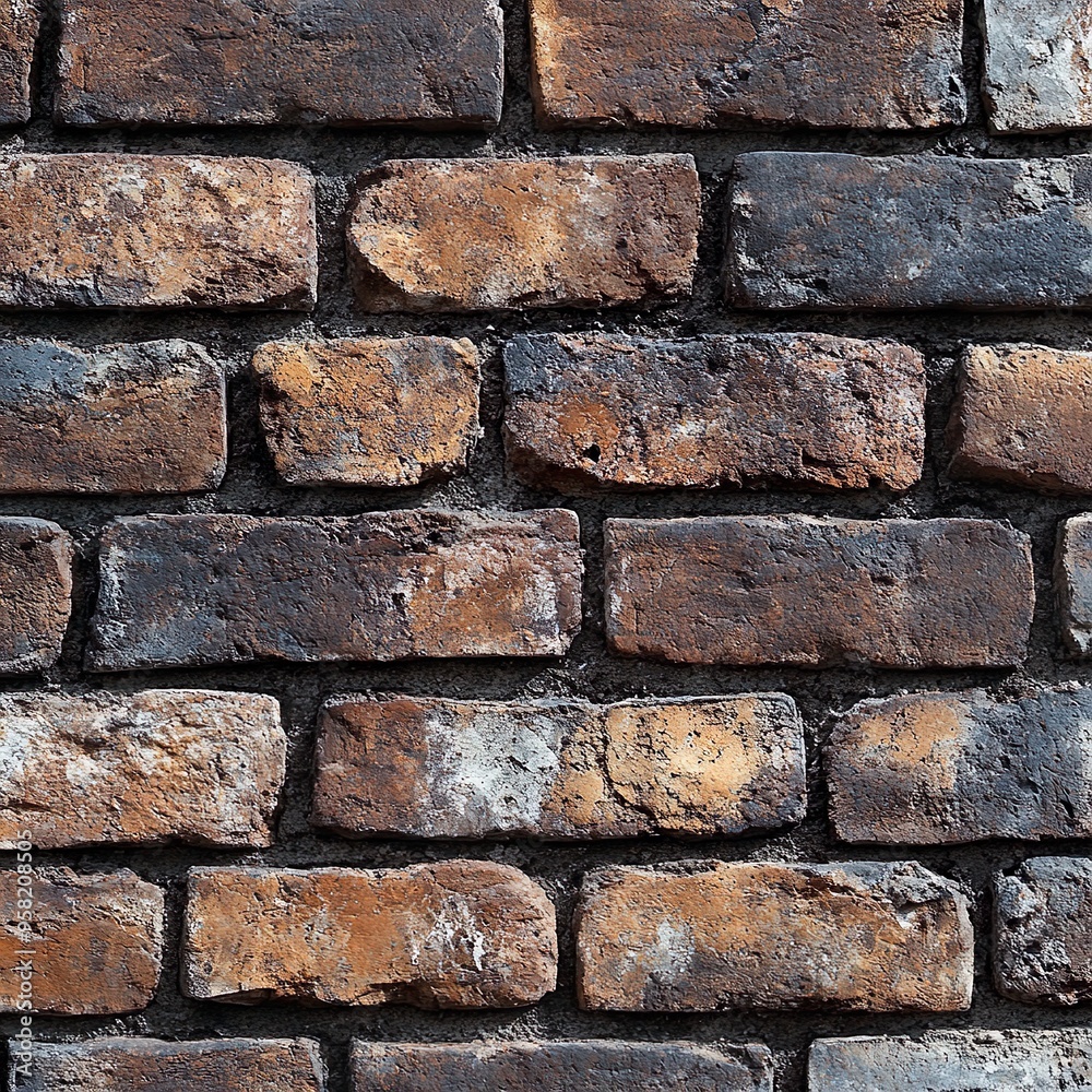 Realistic brick and stone wall seamless texture pattern wallpaper