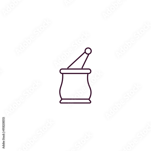 mortar with mace outline icon. Linear vector from restaurant concept. Thin line mortar with mace icon isolated on white background