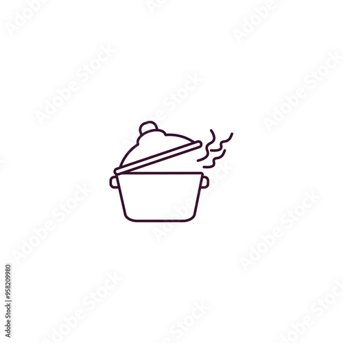 pot with cover outline icon. Linear vector from restaurant concept. Thin line pot with cover icon isolated on white background