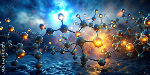 Luminous, glowing insulin hormone molecules in a dark, misty environment, suggesting the promise of illuminated scientific understanding and discovery