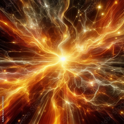 Vibrant golden lightning energy dynamic texture background 