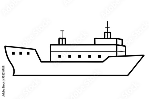 Cargo and passenger vessels icon set. Cargo and passenger ships silhouette on white. Vector illustration