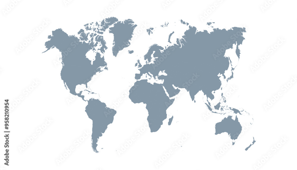 World map. Grey modern vector map. Silhouette map World map. Grey modern vector map. Silhouette map