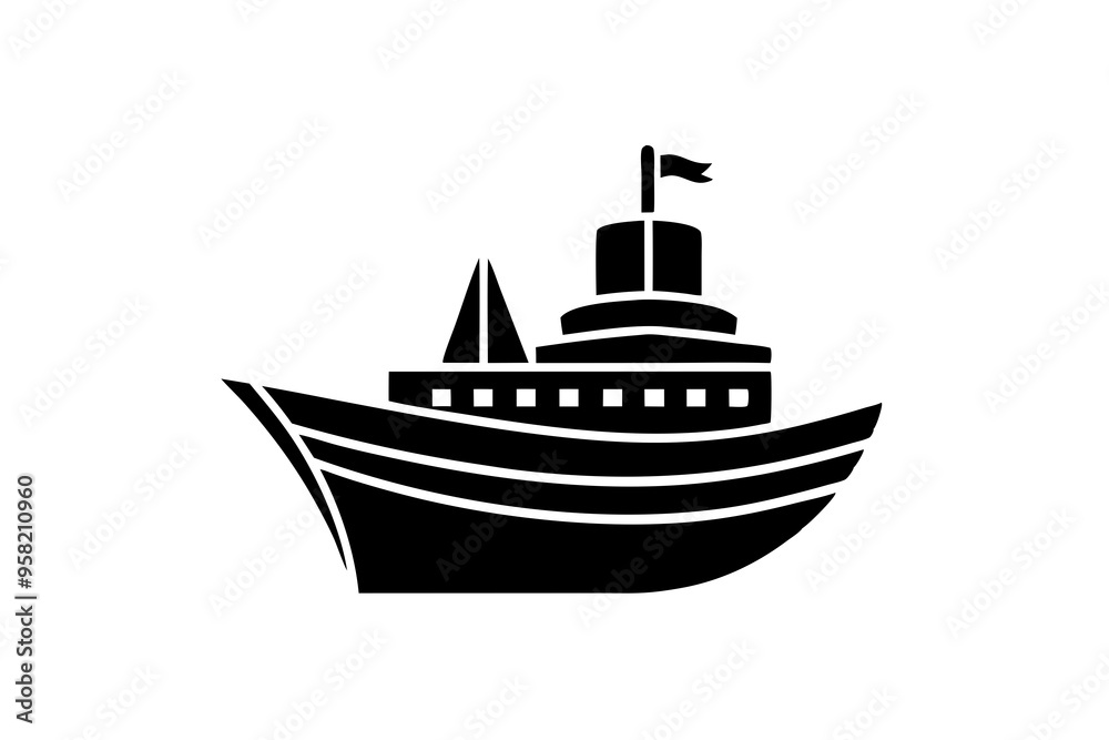 Cargo and passenger vessels icon set. Cargo and passenger ships silhouette on white. Vector illustration Cargo and passenger vessels icon set. Cargo and passenger ships silhouette on white. Vector illustration