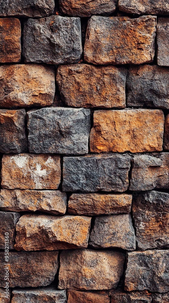 Stone brick wall with realistic seamless texture pattern wallpaper Stone brick wall with realistic seamless texture pattern wallpaper
