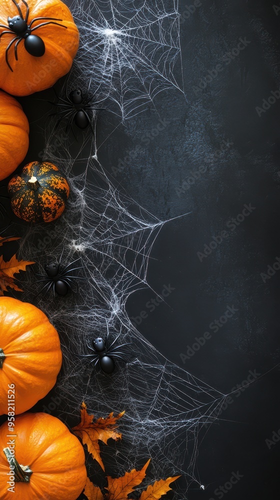 Halloween Dark Background with Webs and Copy Space Halloween Dark Background with Webs and Copy Space