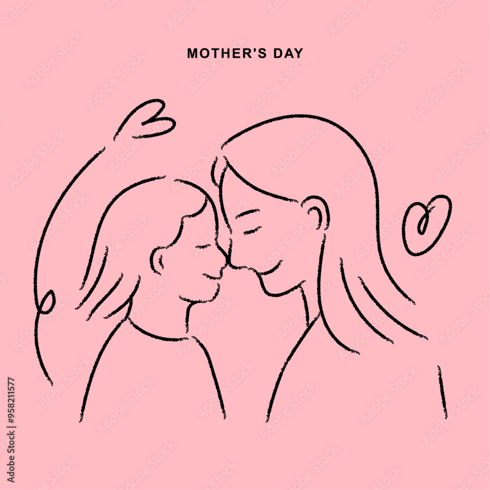 Mother's day line drawing illustration Mother's day line drawing illustration